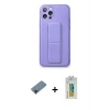 MARSİLYAN™- iPhone 12 Pro Kılıf Akış Doku - Siyah Polymer Nano Ekran Koruyucu + Shine Kamera Lens Koruma Cam - SH