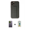 MARSİLYAN™- iPhone 12 Pro Kılıf Akış Doku - Siyah Polymer Nano Ekran Koruyucu + Neon Fosforlu Kamera Lens - YL