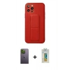 MARSİLYAN™- iPhone 12 Pro Kılıf Akış Doku - Siyah Polymer Nano Ekran Koruyucu + Neon Fosforlu Kamera Lens - YL