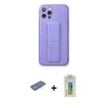MARSİLYAN™- iPhone 12 Pro Kılıf Akış Doku - Siyah Polymer Nano Ekran Koruyucu + Yeşil Renkli Kamera Lens Koruma Cam