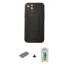 MARSİLYAN™- iPhone 12 Pro Kılıf Akış Doku - Siyah Polymer Nano Ekran Koruyucu + Yeşil Renkli Kamera Lens Koruma Cam