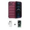 MARSİLYAN™- iPhone 12 Pro Kılıf Atlas Koleksiyonu - Şeffaf 360 Full Body Arka Koruyucu + Shine Kamera Lens - GS
