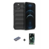 MARSİLYAN™- iPhone 12 Pro Kılıf Atlas Koleksiyonu - Şeffaf 360 Full Body Arka Koruyucu + Renkli Kamera Lens Koruma Cam - MI