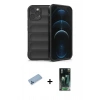 MARSİLYAN™- iPhone 12 Pro Kılıf Atlas Koleksiyonu - Şeffaf 360 Full Body Arka Koruyucu + Shine Kamera Lens Koruma Cam - MI