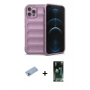 MARSİLYAN™- iPhone 12 Pro Kılıf Atlas Koleksiyonu - Şeffaf 360 Full Body Arka Koruyucu + Shine Kamera Lens Koruma Cam - MI
