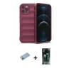 MARSİLYAN™- iPhone 12 Pro Kılıf Atlas Koleksiyonu - Şeffaf 360 Full Body Arka Koruyucu + Shine Kamera Lens Koruma Cam - MI