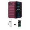 MARSİLYAN™- iPhone 12 Pro Kılıf Atlas Koleksiyonu - Şeffaf 360 Full Body Arka Koruyucu + Shine Kamera Lens - MI