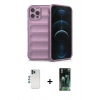 MARSİLYAN™- iPhone 12 Pro Kılıf Atlas Koleksiyonu - Şeffaf 360 Full Body Arka Koruyucu + Shine Kamera Lens - MI