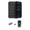 MARSİLYAN™- iPhone 12 Pro Kılıf Atlas Koleksiyonu - Şeffaf 360 Full Body Arka Koruyucu + Renkli Kamera Lens Koruma Cam - PE