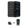 MARSİLYAN™- iPhone 12 Pro Kılıf Atlas Koleksiyonu - Şeffaf 360 Full Body Arka Koruyucu + Kamera Lens Koruma Cam - SF
