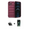 MARSİLYAN™- iPhone 12 Pro Kılıf Atlas Koleksiyonu - Şeffaf 360 Full Body Arka Koruyucu + Kamera Lens Koruma Cam - SF