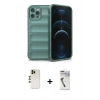 MARSİLYAN™- iPhone 12 Pro Kılıf Atlas Koleksiyonu - Şeffaf Uv Polymer Nano Ekran Koruyucu + Shine Kamera Lens - GD