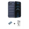 MARSİLYAN™- iPhone 12 Pro Kılıf Atlas Koleksiyonu - Şeffaf Uv Polymer Nano Ekran Koruyucu + Shine Kamera Lens Koruma Cam - GS
