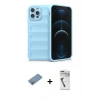 MARSİLYAN™- iPhone 12 Pro Kılıf Atlas Koleksiyonu - Şeffaf Uv Polymer Nano Ekran Koruyucu + Shine Kamera Lens Koruma Cam - GS