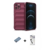 MARSİLYAN™- iPhone 12 Pro Kılıf Atlas Koleksiyonu - Şeffaf Uv Polymer Nano Ekran Koruyucu + Shine Kamera Lens Koruma Cam - GS