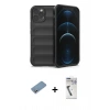 MARSİLYAN™- iPhone 12 Pro Kılıf Atlas Koleksiyonu - Şeffaf Uv Polymer Nano Ekran Koruyucu + Shine Kamera Lens Koruma Cam - GS