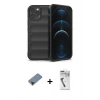 MARSİLYAN™- iPhone 12 Pro Kılıf Atlas Koleksiyonu - Şeffaf Uv Polymer Nano Ekran Koruyucu + Metal Kamera Lens Koruma Cam - KI