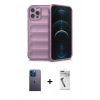 MARSİLYAN™- iPhone 12 Pro Kılıf Atlas Koleksiyonu - Şeffaf Uv Polymer Nano Ekran Koruyucu + Neon Fosforlu Kamera Lens - MI