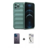MARSİLYAN™- iPhone 12 Pro Kılıf Atlas Koleksiyonu - Şeffaf Uv Polymer Nano Ekran Koruyucu + Neon Fosforlu Kamera Lens - MI