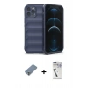 MARSİLYAN™- iPhone 12 Pro Kılıf Atlas Koleksiyonu - Şeffaf Uv Polymer Nano Ekran Koruyucu + Metal Kamera Lens Koruma Cam - GS