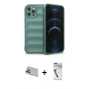 MARSİLYAN™- iPhone 12 Pro Kılıf Atlas Koleksiyonu - Şeffaf Uv Polymer Nano Ekran Koruyucu + Rainbow Kamera Lens Koruma Cam - GD