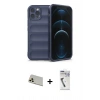 MARSİLYAN™- iPhone 12 Pro Kılıf Atlas Koleksiyonu - Şeffaf Uv Polymer Nano Ekran Koruyucu + Rainbow Kamera Lens Koruma Cam - GD