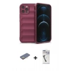 MARSİLYAN™- iPhone 12 Pro Kılıf Atlas Koleksiyonu - Şeffaf Uv Polymer Nano Ekran Koruyucu + Sarı Renkli Kamera Lens Koruma Cam