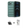 MARSİLYAN™- iPhone 12 Pro Kılıf Atlas Koleksiyonu - Şeffaf Uv Polymer Nano Ekran Koruyucu + Kamera Lens Koruma Cam - SF