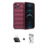 MARSİLYAN™- iPhone 12 Pro Kılıf Atlas Koleksiyonu - Şeffaf Uv Polymer Nano Ekran Koruyucu + Kamera Lens Koruma Cam - SF
