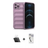 MARSİLYAN™- iPhone 12 Pro Kılıf Atlas Koleksiyonu - Şeffaf Uv Polymer Nano Ekran Koruyucu + Kamera Lens Koruma Cam - SF