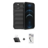 MARSİLYAN™- iPhone 12 Pro Kılıf Atlas Koleksiyonu - Şeffaf Uv Polymer Nano Ekran Koruyucu + Kamera Lens Koruma Cam - SF