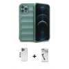 MARSİLYAN™- iPhone 12 Pro Kılıf Atlas Koleksiyonu - Şeffaf Uv Polymer Nano Ekran Koruyucu + Shine Kamera Lens - MI
