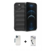 MARSİLYAN™- iPhone 12 Pro Kılıf Atlas Koleksiyonu - Şeffaf Uv Polymer Nano Ekran Koruyucu + Shine Kamera Lens - MI