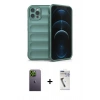 MARSİLYAN™- iPhone 12 Pro Kılıf Atlas Koleksiyonu - Şeffaf Uv Polymer Nano Ekran Koruyucu + Neon Fosforlu Kamera Lens - YL