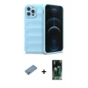 MARSİLYAN™- iPhone 12 Pro Kılıf Atlas Koleksiyonu - Siyah 360 Mat Full Body Arka Koruyucu + Shine Kamera Lens Koruma Cam - GS
