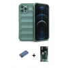 MARSİLYAN™- iPhone 12 Pro Kılıf Atlas Koleksiyonu - Siyah 360 Mat Full Body Arka Koruyucu + Shine Kamera Lens Koruma Cam - GD