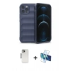 MARSİLYAN™- iPhone 12 Pro Kılıf Atlas Koleksiyonu - Siyah 3D Antistatik Cam Ekran Koruyucu + Shine Kamera Lens - GS
