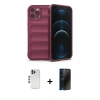 MARSİLYAN™- iPhone 12 Pro Kılıf Atlas Koleksiyonu - Siyah 3D Antistatik Hayalet Cam Ekran Koruyucu + Shine Kamera Lens - MI