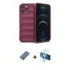 MARSİLYAN™- iPhone 12 Pro Kılıf Atlas Koleksiyonu - Siyah 3D Antistatik Seramik Nano Ekran Koruyucu + Metal Kamera Lens Koruma Cam - AKYL