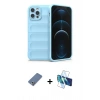 MARSİLYAN™- iPhone 12 Pro Kılıf Atlas Koleksiyonu - Siyah 3D Antistatik Seramik Nano Ekran Koruyucu + Metal Kamera Lens Koruma Cam - AKYL