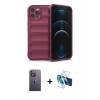 MARSİLYAN™- iPhone 12 Pro Kılıf Atlas Koleksiyonu - Siyah 3D Antistatik Seramik Nano Ekran Koruyucu + Neon Fosforlu Kamera Lens - BZ
