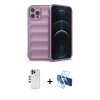 MARSİLYAN™- iPhone 12 Pro Kılıf Atlas Koleksiyonu - Siyah 3D Antistatik Seramik Nano Ekran Koruyucu + Shine Kamera Lens - GD