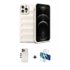 MARSİLYAN™- iPhone 12 Pro Kılıf Atlas Koleksiyonu - Siyah 3D Antistatik Seramik Nano Ekran Koruyucu + Shine Kamera Lens - GD