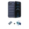 MARSİLYAN™- iPhone 12 Pro Kılıf Atlas Koleksiyonu - Siyah 3D Antistatik Seramik Nano Ekran Koruyucu + Metal Kamera Lens Koruma Cam - GS