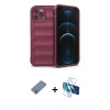 MARSİLYAN™- iPhone 12 Pro Kılıf Atlas Koleksiyonu - Siyah 3D Antistatik Seramik Nano Ekran Koruyucu + Metal Kamera Lens Koruma Cam - GS