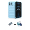 MARSİLYAN™- iPhone 12 Pro Kılıf Atlas Koleksiyonu - Siyah 3D Antistatik Seramik Nano Ekran Koruyucu + Metal Kamera Lens Koruma Cam - KI