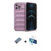 MARSİLYAN™- iPhone 12 Pro Kılıf Atlas Koleksiyonu - Siyah 3D Antistatik Seramik Nano Ekran Koruyucu + Metal Kamera Lens Koruma Cam - KI