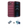 MARSİLYAN™- iPhone 12 Pro Kılıf Atlas Koleksiyonu - Siyah 3D Antistatik Seramik Nano Ekran Koruyucu + Metal Kamera Lens Koruma Cam - KI