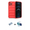 MARSİLYAN™- iPhone 12 Pro Kılıf Atlas Koleksiyonu - Siyah 3D Antistatik Seramik Nano Ekran Koruyucu + Shine Kamera Lens Koruma Cam - MI