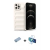MARSİLYAN™- iPhone 12 Pro Kılıf Atlas Koleksiyonu - Siyah 3D Antistatik Seramik Nano Ekran Koruyucu + Shine Kamera Lens Koruma Cam - MI